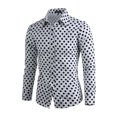 thumbnail image 2 of INSPIRE CHIC Men's Shirt Polka Dots Pattern Point Collar Long Sleeve Button Down Shirt 42 White, 2 of 7