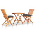 thumbnail image 1 of vidaXL 3 Piece Bistro Set with Anthracite Cushions Solid Teak Wood, 1 of 5