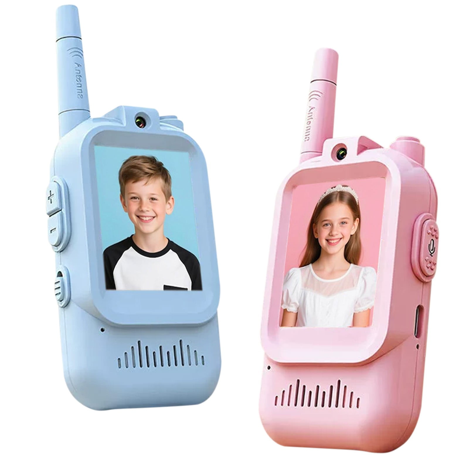 Lot de 2 talkie-walkies vidéo rechargeables pour enfants, 11 canaux radio bidirectionnels avec 4 effets vocaux pour intérieur et extérieur, camping, randonnée, cadeaux d'anniversaire de Noël pour