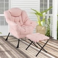 thumbnail image 2 of Costway Fauteuil de Repos Fauteuil d'Appoint de Détente avec Repose-Pieds Pliant et Pochette de Rangement Rose, 2 of 10