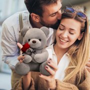 HOARBOEG Teddy Bear with Rose,Plush Stuffed Animal Teddy Bear,Cute Sweet Teddy Bear Great Gift for Your Loved One, Soft Teddy Bear for Girlfriend Kids Birthday, Valentine, Christmas(13.7 inches)