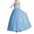 thumbnail image 1 of LOVZFMLL Jupe Princesse à Nœud pour Filles, Été, Manches Courtes, Volants, Dentelle, Col Rond, Broderie, en Maille, 1 of 5
