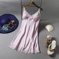 thumbnail image 2 of B91xZ Chemise de Nuit Sans Manches à Col en V pour Femmes, Manches Courtes, Imprimé, Rose, 2 of 3