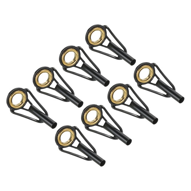 Unique Bargains Kit de Réparation d'Embout de Canne à Pêche en Acier Inoxydable 2,8 mm, Guide d'Anneau de Canne de Remplacement, Doré, Lot de 8