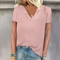 thumbnail image 2 of FAIWAD Womens Summer Tops Short Sleeve V Neck Pullover Shirts Loose Casual Solid Color Basic Tops, 2 of 3