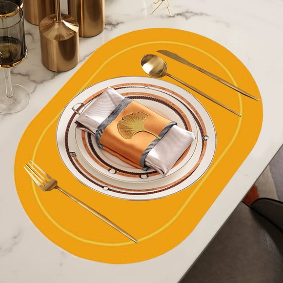 Napperon Ovale en Cuir Réversible Antidérapant Résistant à la Chaleur et à l'Huile pour Table à Manger, Maison et Restaurant