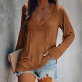 thumbnail image 2 of KIHOUT Hauts pour Femmes Printemps Hiver Mode Décontractée Manches Longues Col en V Couleur Unie Hauts Blouse pour Dames, 2 of 4