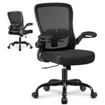 COOLHUT chaise de bureau ergonomique avec support Lombaire réglable et accoudoirs filp-up rembourrés, Confort Respirant Mesh Home Bureau chaise avec roues, chaise de jeu d'ordinateur de hauteur réglable