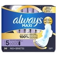 thumbnail image 3 of Always Maxi Overnight Pads with Wings for Women, Size 5, Extra Heavy Overnight Absorbency, Unscented, 3 of 17