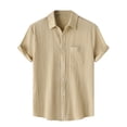 thumbnail image 1 of Chemise Décontractée pour Homme Unie à Col Rabattu à Manches Courtes avec Fermeture à Boutons Blouse Hawaïenne, 1 of 9