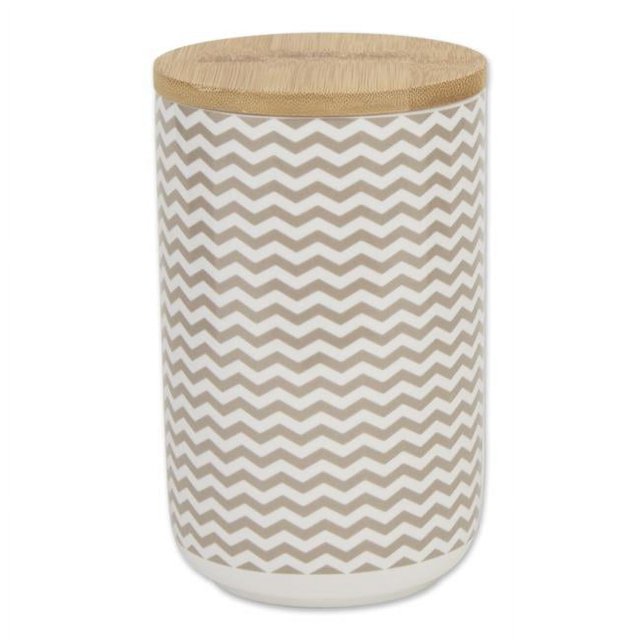 Design Imports CAMZ14114 Ceramic Treat Canister, Stone Chevron