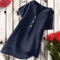 thumbnail image 2 of Timegard Womens Cotton Linen Tops Plus Size Notched V Neck Button Short Sleeve Casual Loose Tee Shirts, 2 of 3