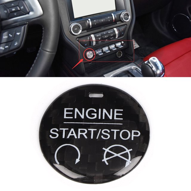 Car Interior Decoration Left-Hand Drive Carbon Fiber Start Stop Button Trim Decoration Fit For 2015-2019