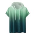 thumbnail image 2 of Besolor Mens Casual Hooded Tops Gradient Drawstring Short Sleeve Shirts Sports ness Pullover Summer Blouse, 2 of 5
