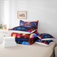 thumbnail image 5 of YST 3D Square Quilt with Flat Fitted Sheet Geometric Blocks Bed In A Bag 7 Piece King Neon Light Triangle Comforter Set Modern Urban Style Bedding Sets, 5 of 5