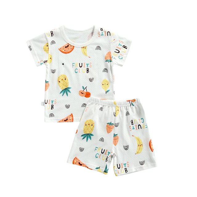 Kmbangi Vêtements de Loisirs pour Tout-Petits Manches Courtes Col Rond Hauts Shorts