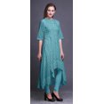 thumbnail image 3 of Bimba Robe Anarkali à Blocs Floraux Bleue Imprimée Col Mandarin Kurtis Indiens pour Femmes Tenue de Fête Anarkali Kurta -Moyen, 3 of 5