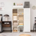 thumbnail image 2 of Costway Garde-Robe Portative Armoire Pliable pour Vêtements avec 12 Casiers de Rangement, 2 of 10