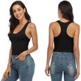 thumbnail image 4 of Charmo Crop Tank Tops for Women Built-in Shelf Bra Racerback Cotton Sports Crop Top 2 Pack, 4 of 6