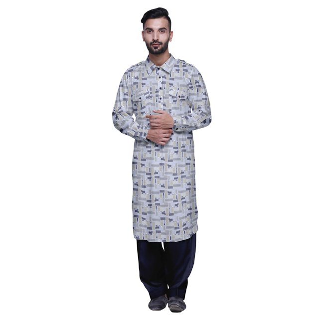 Atasi Kurta Pathani pour Hommes à Col Classique à Manches Longues Salwar Ensemble de Kurta de Mariage