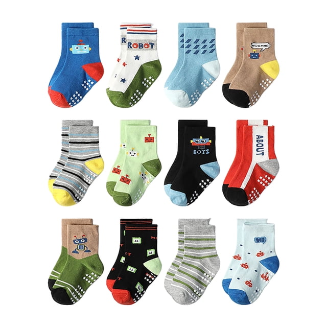 dmqupv Girls Ruffle Socks 12PC Children's Socks Comfortable Soft Fashion Cute Cartoon Children's Floor Socks B,Size for 3-5 Years