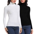 thumbnail image 1 of T-shirt Col Roulé Manches Longues Ajusté Extensible Basique Noir TG, 1 of 6