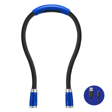 LED Neck Reading Light, Book Light for Reading In Bed, Bendable Arms, Rechargeable, for Reading, Knitting, Camping, Repairing Blue