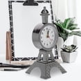 thumbnail image 3 of Miangastore 1Pack Small Table Clock Plastic Grey Eiffel Tower Design For Home Decor Enthusiasts In Bedroom Or Office, 3 of 9
