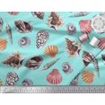 thumbnail image 2 of Soimoi Satin Silk Fabric Colorful Shells Ocean Print Sewing Fabric Yard 42 Inch Wide, 2 of 3