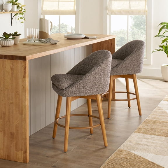 Better Homes & Gardens Mira Counter Stool 2 Pack, Truffle Brown and Light Honey