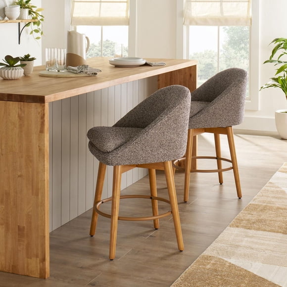 Better Homes & Gardens Mira Counter Stool 2 Pack, Truffle Brown and Light Honey