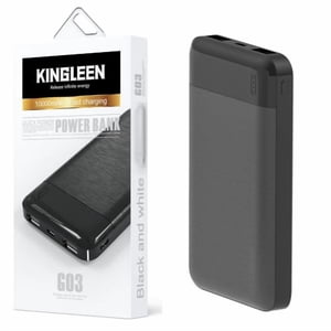 KINGLEEN (G03) Fast Charging Dual USB 10000mAh Portable Power Bank Fast Charging - Black
