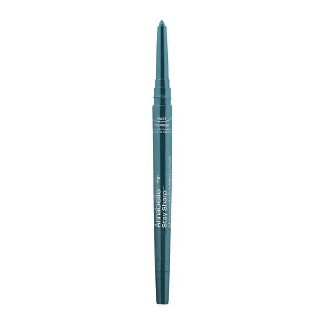 Annabelle Stay Sharp Eyeliner Kohl Auto-Affûtant Vert Sarcelle avec Aiguiseur à Capuchon Torsadé pour une application Précise, Longue Tenue, Anti-Bavures, Sécuritaire pour la Ligne d'Eau et s'Estompe Facilement, Convient au Maquillage des Yeux Détaillé.