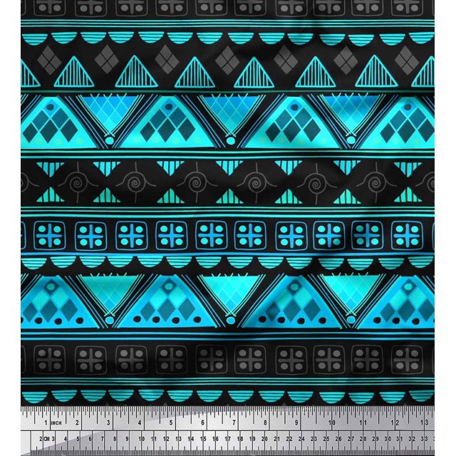 Soimoi Rayon Fabric Aztec Geometric Print Fabric by Yard 56 Inch Wide