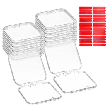 Uxcell Boîte de Rangement pour Ongles Pressés 12 Pcs avec 30 Pcs de Ruban Adhésif, Transparent
