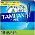 thumbnail image 1 of Tampax Pearl Tampons, with LeakGuard Braid, Super Absorbency, Unscented 18 count, 1 of 23
