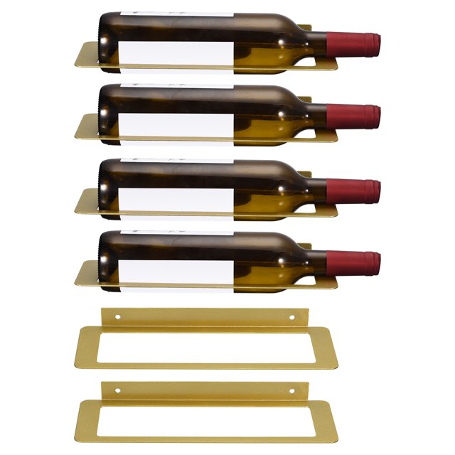 Unique Bargains 6 Pcs Wine Rack Wall Mounted, Iron Hanging Wine Bottle Holder, Wall Display Rack for Standard Wine Bottles, Gold