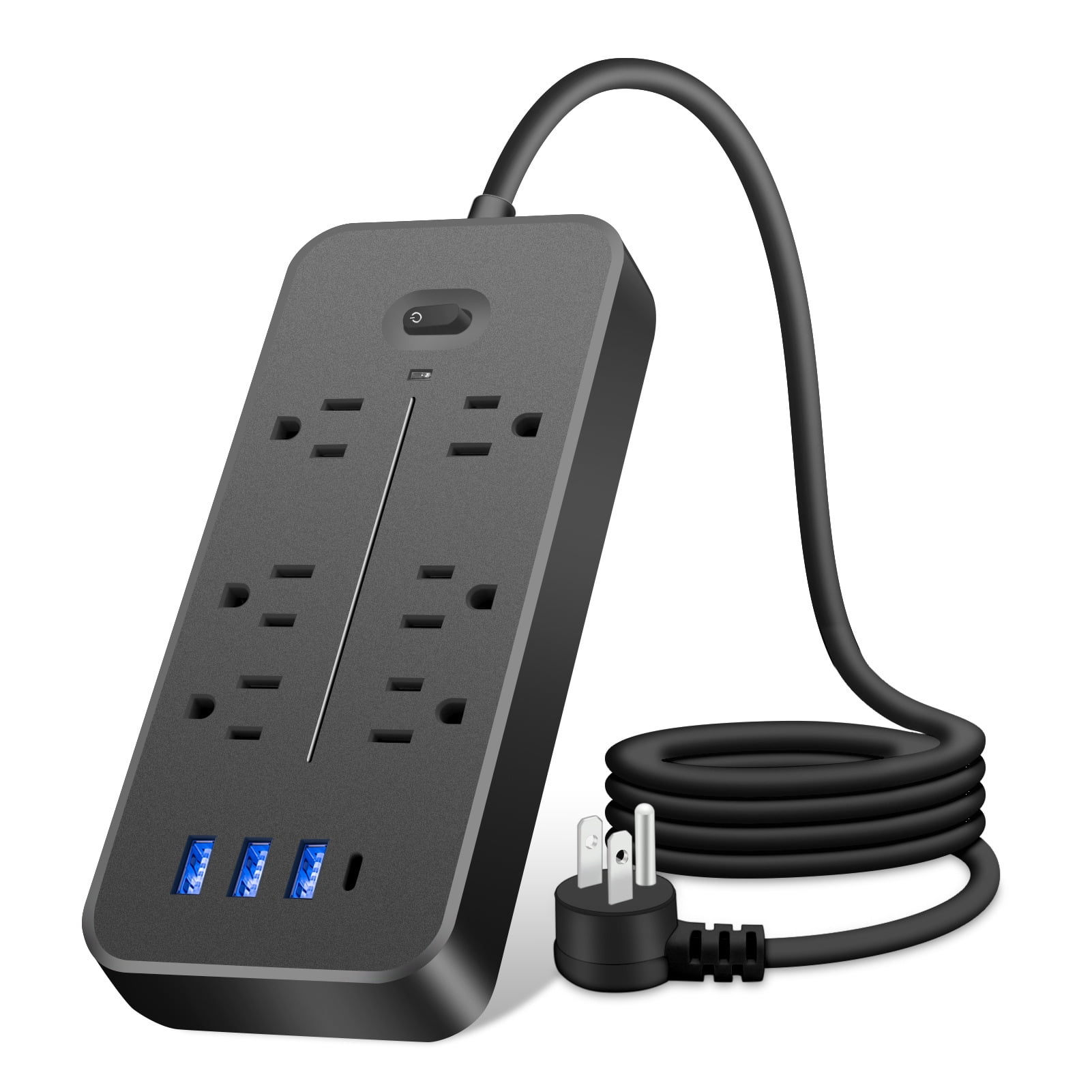 10-in-1 Surge Protector Power Strip with USB Ports 3.9 ft Cord Multifunctional Lightning Protection Automatic Shutoff Powerstrip with 6 AC Outlets 2 USB Ports and 1 Type-c Ports Fireproof Shell