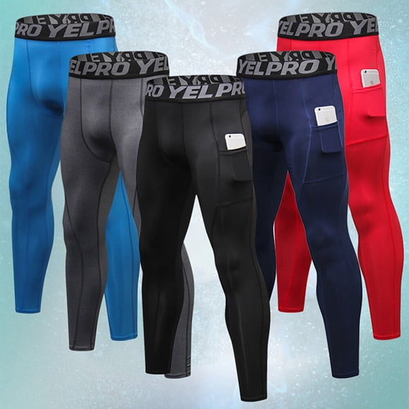 3 Pack Men’s Compression Pants Quick Dry Sport Tights Baselayer Running Workout Active Athletic Leggings with Pockets