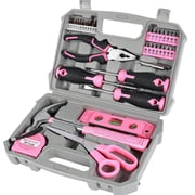 MesaSe Household Hand Tool Set Home Repair Tool Kit Pink Tool Set for Women with Case Steel Pink 3.19 lbs 37Pcs