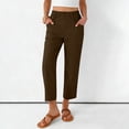 thumbnail image 2 of Sentmoon Wide Leg Linen Pants for Women Solid Color High Elastic Waist Summer Clothes Plus Size Loose Fit Delightful Summer Pants with Pocket Beach Essentials for Working Out and Gym, 2 of 9