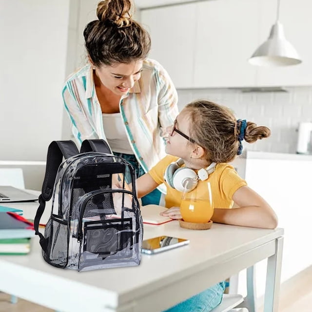 Wzzjkit Clear Backpack Heavy Duty Clear Backpack with Large Laptop Compartment Multi-functional Travel Bag Student School Bag Plastic Bookbags Stadium Security Sporting
