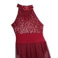 thumbnail image 2 of Yanarno Costume de Danse Lyrique pour Femmes Justaucorps à Paillettes à Dos Nu Robe Maxi en Tulle Fendue Tenue de Danse de Salon Bourgogne TP, 2 of 9