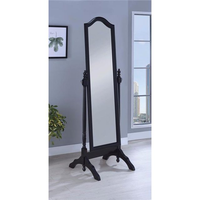 Benzara BM160271 Artistically Charmed Cheval Mirror with Arched Top, Black