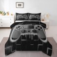thumbnail image 1 of Grey Gaming Kids Queen Comforter Set - Gamer Comforter Boys Queen Size Bedding Set, Neon Lights Abstract Geometry Design Gamer Room Decor, 1 of 5