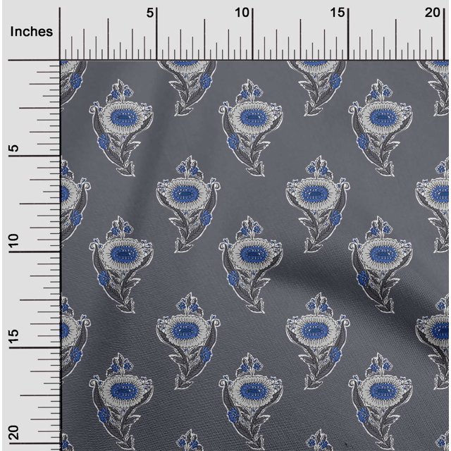 oneOone Tissu Polyester Lycra Feuilles & Floral Imprimé au Mètre 56 Pouces de Large