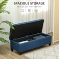 thumbnail image 4 of HOMCOM Linen Fabric Wood Feet Entry Bench, Contemporary Home Decor Blue, 4 of 10