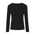 thumbnail image 5 of WEIYLL Ladies Summer Tops U Neck Lace Long Sleeve Loose Solid Black Top Sizes L, 5 of 5