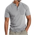 thumbnail image 2 of FAIWAD Men's Short Sleeve Shirts Button Casual Slim Mock Neck Basic Tees Summer Solid Color Workout Tops, 2 of 8