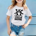 thumbnail image 2 of MEZZALL T-Shirt Imprimé Respirant Décontracté de Mode pour Filles, T-Shirts Graphiques, Hauts, Blanc, 6-7 Ans, 2 of 4
